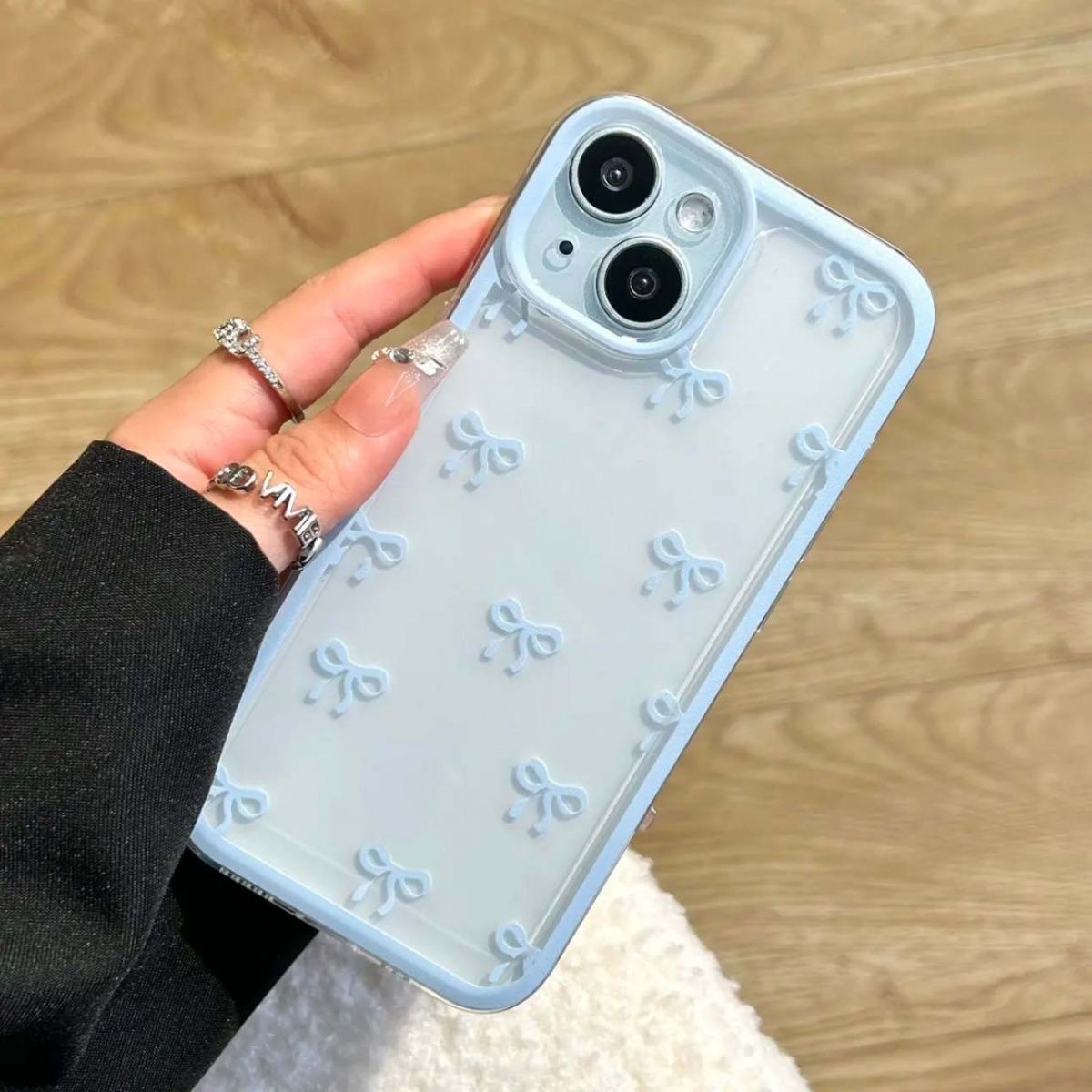 Blue Small Bow New Mobile Phone Case for Apple 1615 iPhone15promax12/11 Transparent 16pro