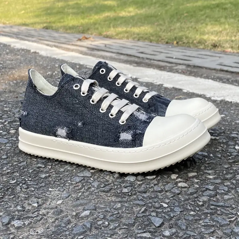 2025Ro Fabled Low-Top Shoes Men's Canvas Shoes Ripped Denim Shoes Thick Sole Casual Sneakers Trendy Shoes Women