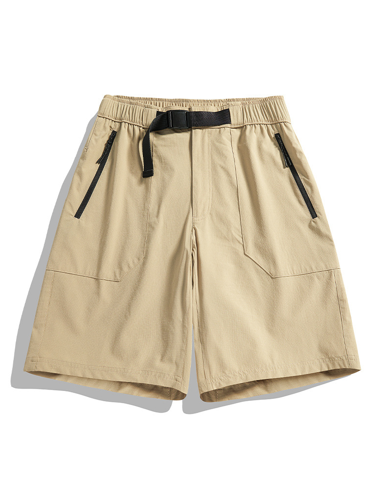 2026 Summer Hong Kong Style Ice Silk Shorts Men's Trendy Sports Beach Shorts with Elastic Waistband Loose Shorts