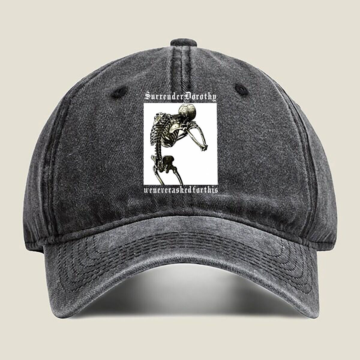 Skeleton Surrender Art Fashion Washed Baseball Cap Outdoor Sports