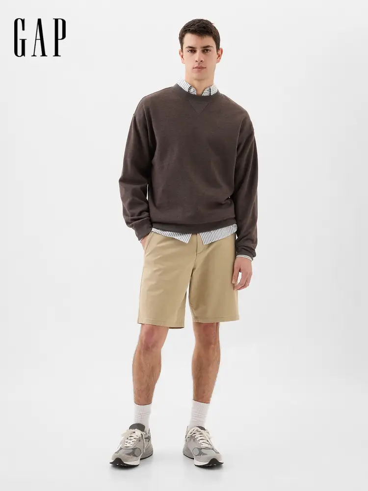 Gap Men's 2025 Summer New arrival Basics Twill Cotton Mid-Waist Straight-leg shorts Casual Pants Us Version 866125