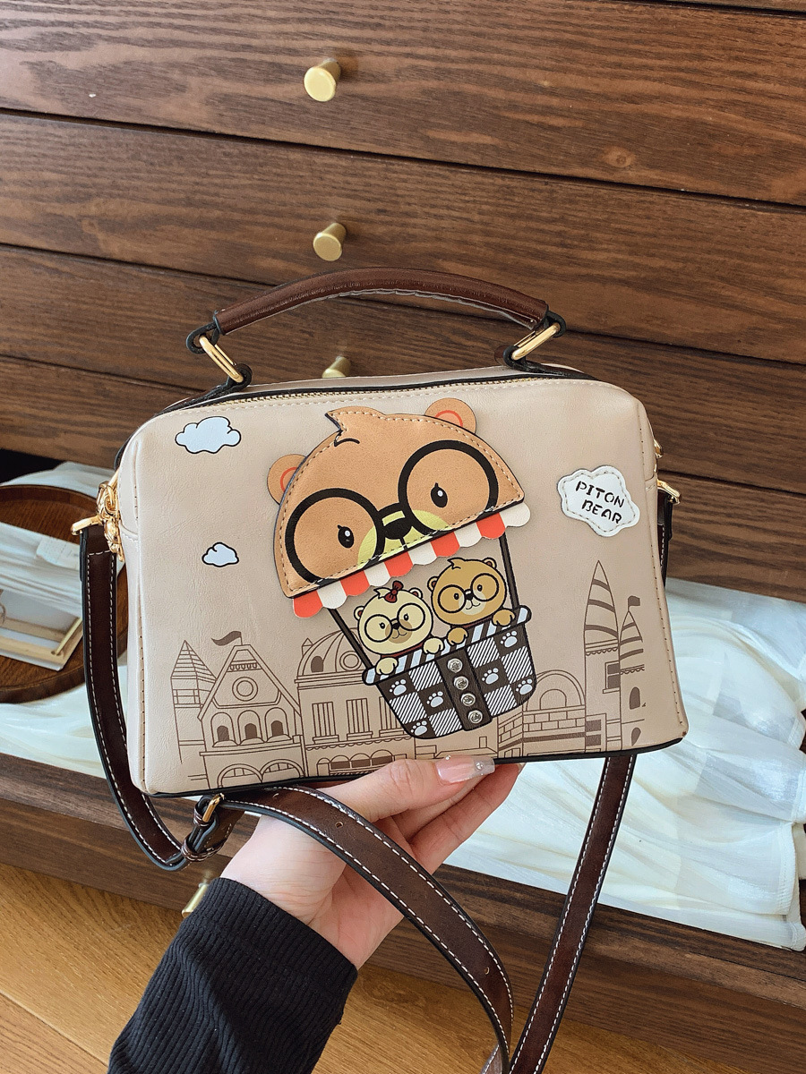 North bag this year's popular doctor box all-match fashion contrast color bear handbag women's 2025 new single shoulder