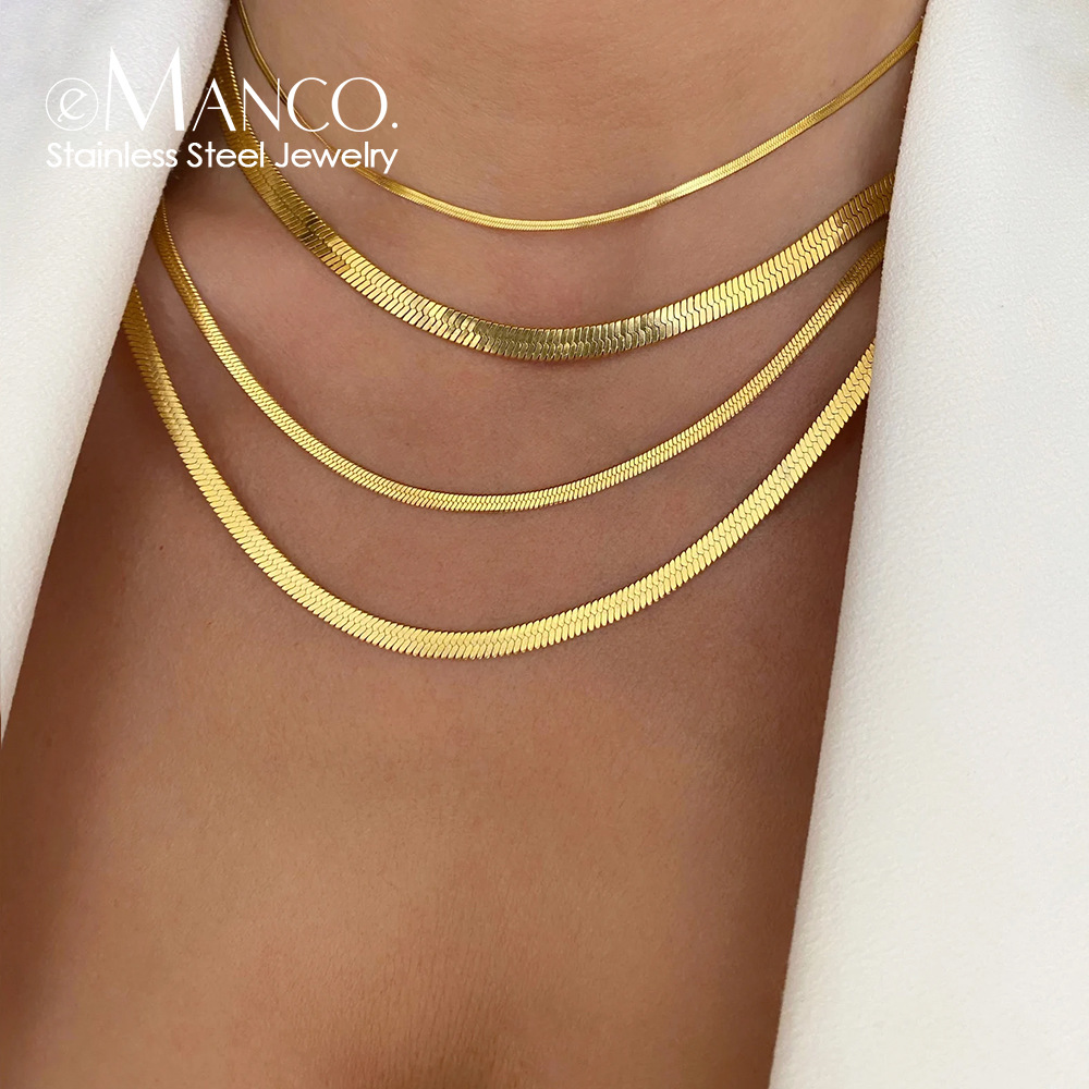 eManco clavicle chain female high-grade titanium steel snake bone chain non-fading necklace wholesale 5mm necklace simple niche