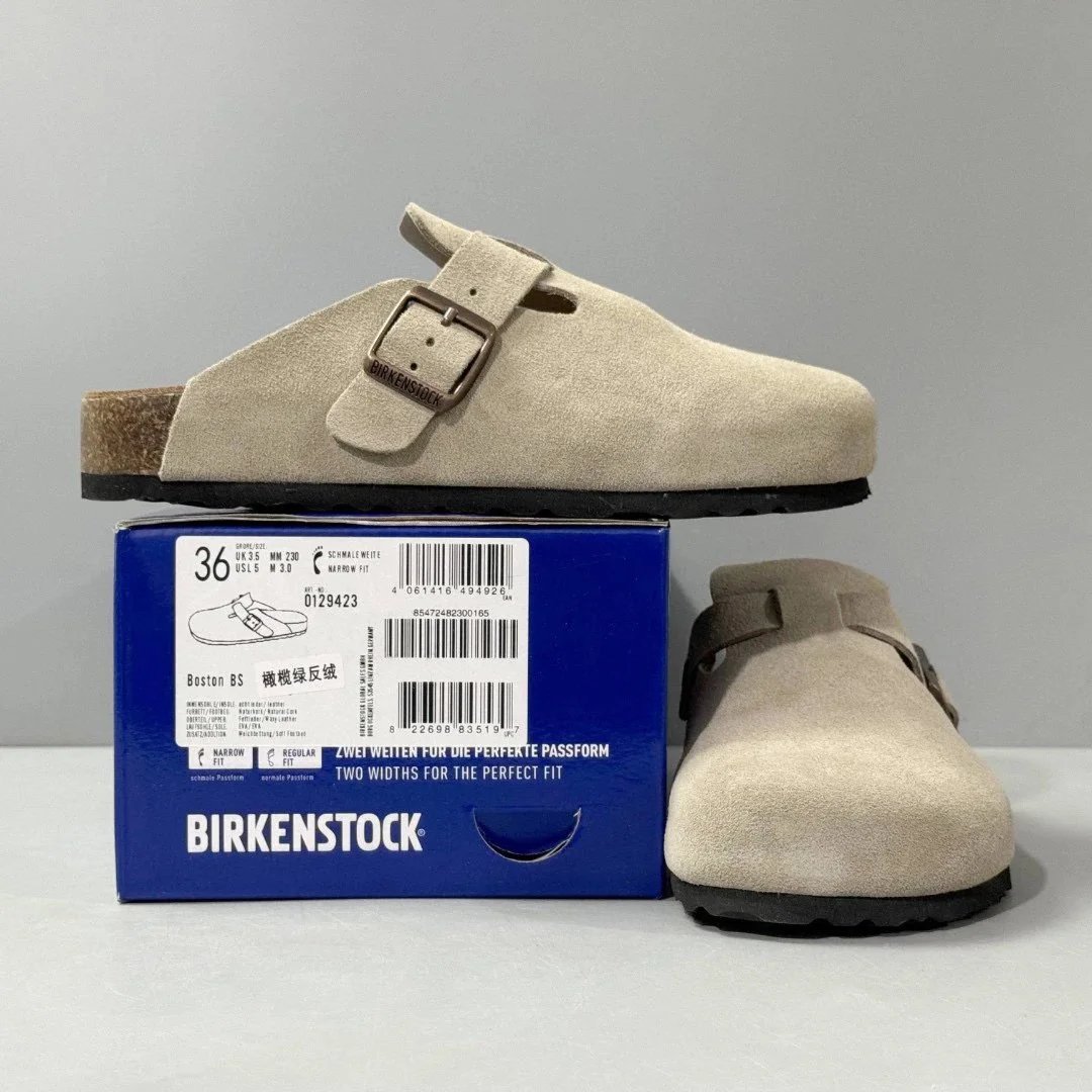 纯原 代购版 博肯鞋 夏季勃肯包头拖鞋Birkenstock Boston Clog 皮革金属针扣时尚凉拖 男女同款 窄版常规版沙滩凉鞋男鞋女鞋情侣鞋旅游鞋 真皮凉拖 博肯鞋男女款爆款 勃肯半托
