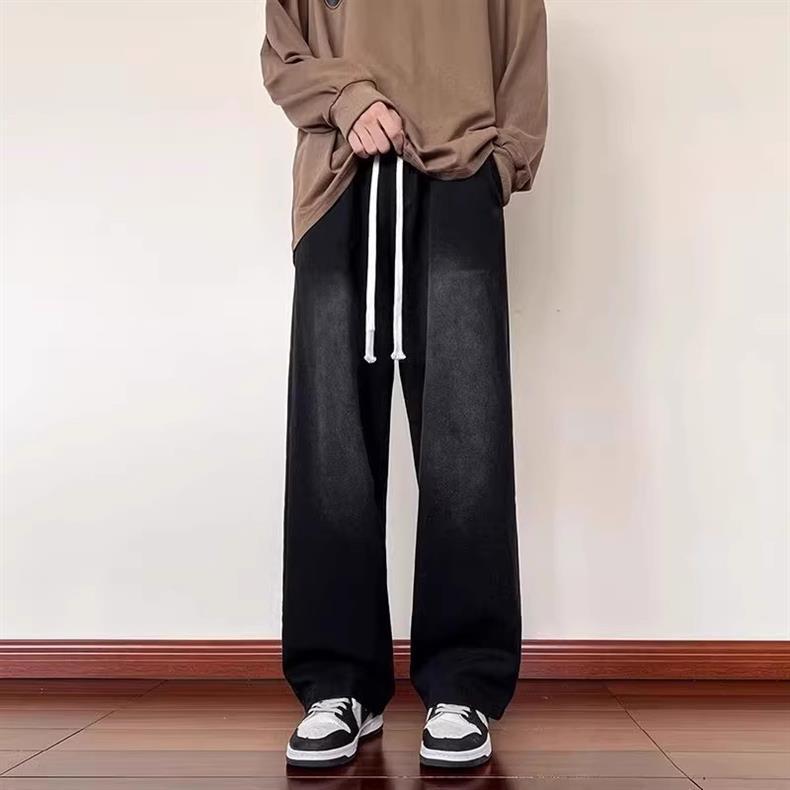 Gradient Jeans for Boys 2025 Summer New Fashion Brand Loose Straight Thin Casual Hemmed Denim Long Pants