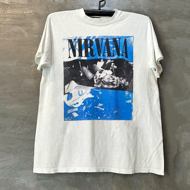 Nirvana Kurt Cobain Merchandise Short-Sleeve T-Shirt Hip-Hop Trendy Brand Quality Five-Quarter Sleeve Men's