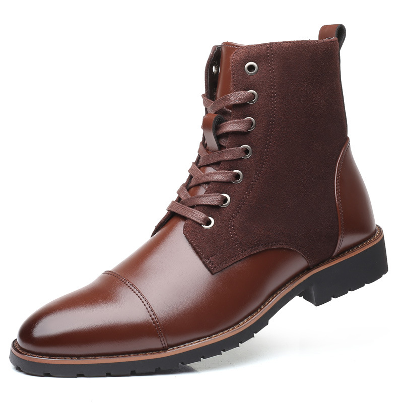 New Large Size Casual Versatile Men's Cotton Shoes Fashionable and Trendyy Velvet Warm Martin Boots High-Top Men's Leather Boots