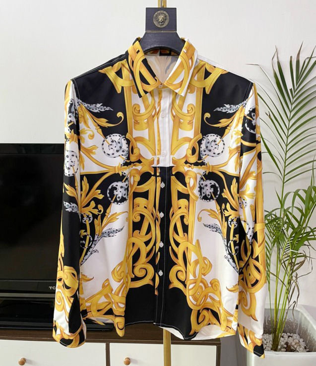 2023 spring and summer new fashion foreign trade fashion casual European and American popular foreign trade digital printing men's long-sleeved shirt
