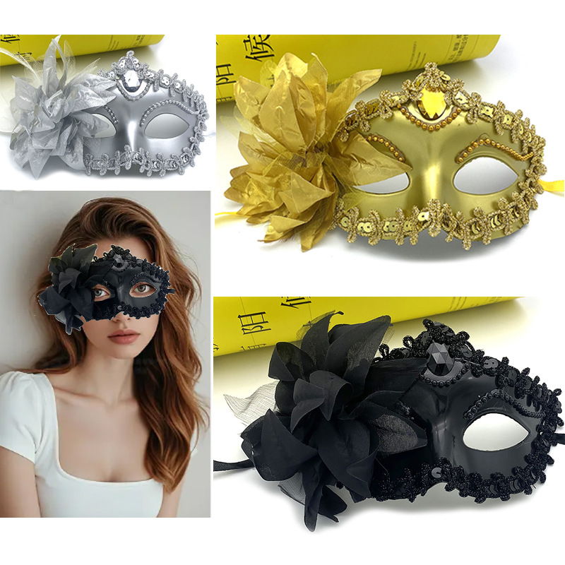 Halloween Props Carnival Side Flower Masquerade Mask Half Face Italian Catwalk Kidsren Adult Eye Mask Princess