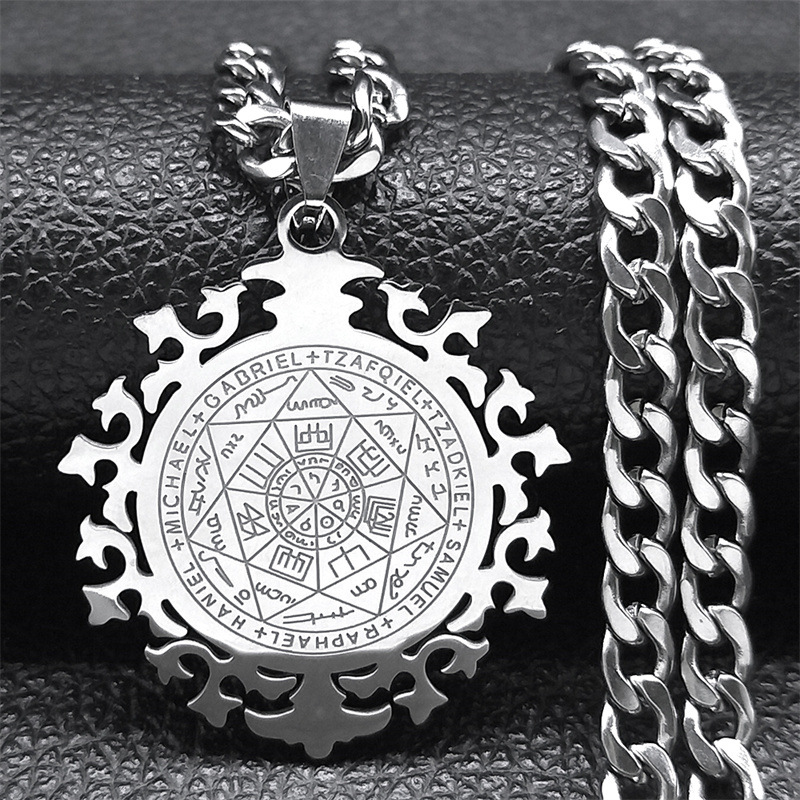 Cross-Border New Product Seven Archangel Necklace Men's Solomon Care Stainless Steel Necklace Jewelry Pendant