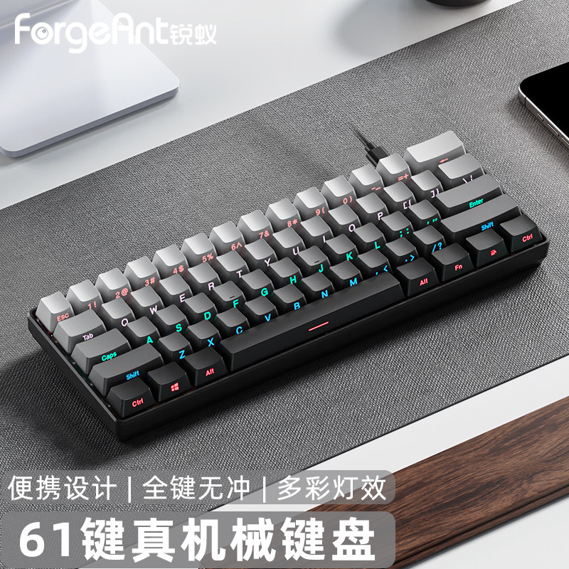 Ruiyi F61 Wired Backlit Mechanical Keyboard Portable Small Keyboard Computer Gaming Office Peripherals 61 Keys Brown Switch