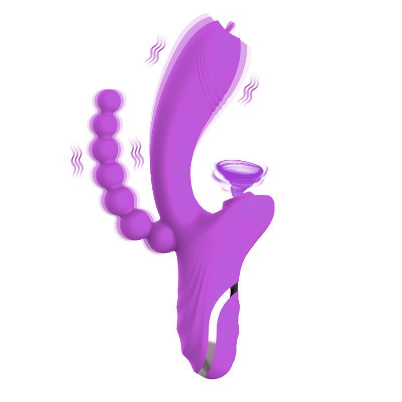 Cross-Border New Double-Headed Vibrator Female Sex Toy Clitoral Sucking and Licking Masturbation Device Massage Strong Shock Adult Products