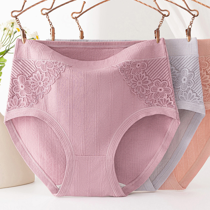 plus size underwear women's cotton crotch waist breathable cotton antibacterial crotch high waist belly hip briefs