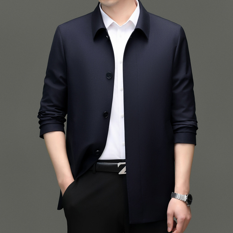 high quality Casual Jacket Men's Spring and Autumn Business High-end Fine Imitation Wool Mulberry Silk Jacket Executive Men's Wear