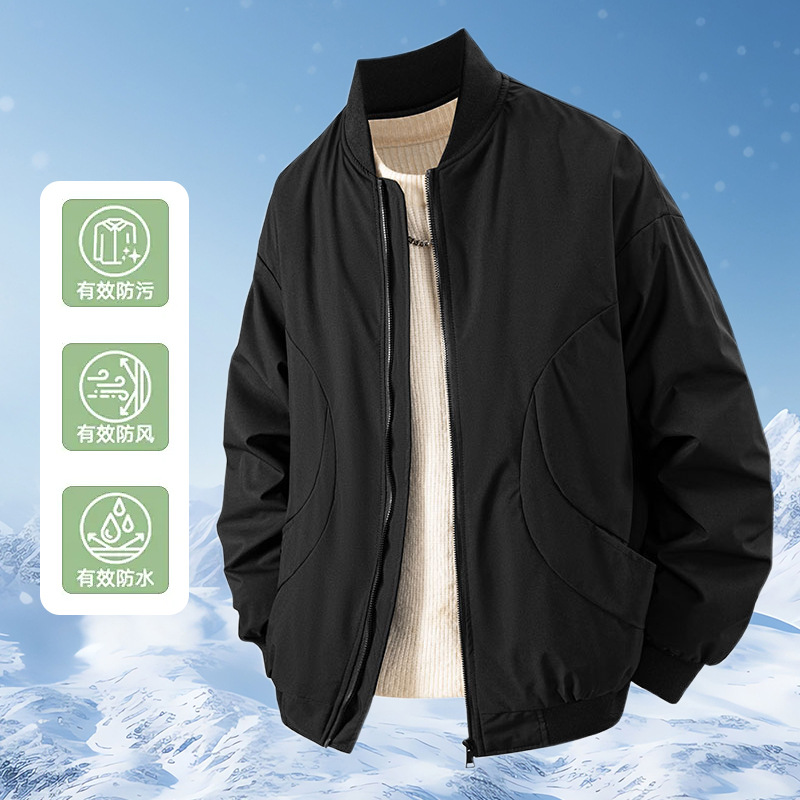 Cross-Border Spring, Autumn, and Winter Pilot Baseball Jacket for Men, Loose and Stylish, Waterproof, Thick Cotton Workwear Coat, Trendy