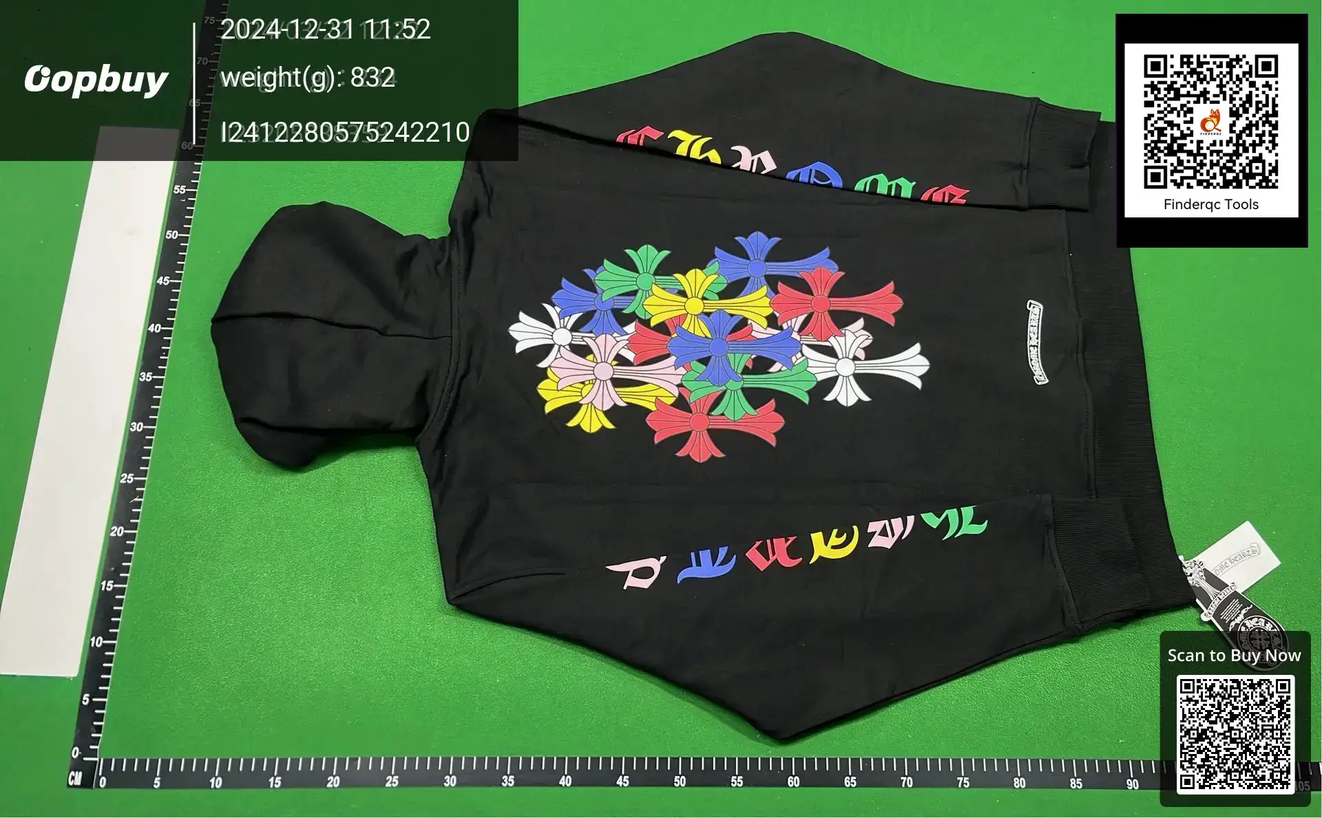 23SS Correct Version Chrome Heart Classic Color Letter Flower Arm Hooded Hoodie Men