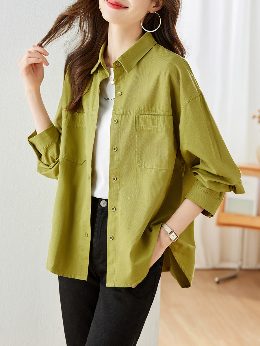 Factory Direct Sale Pure Cotton Women's Long-Sleeve Shirt, 2026 Spring New Style, Elegant Commuter Top with a Sense of Design