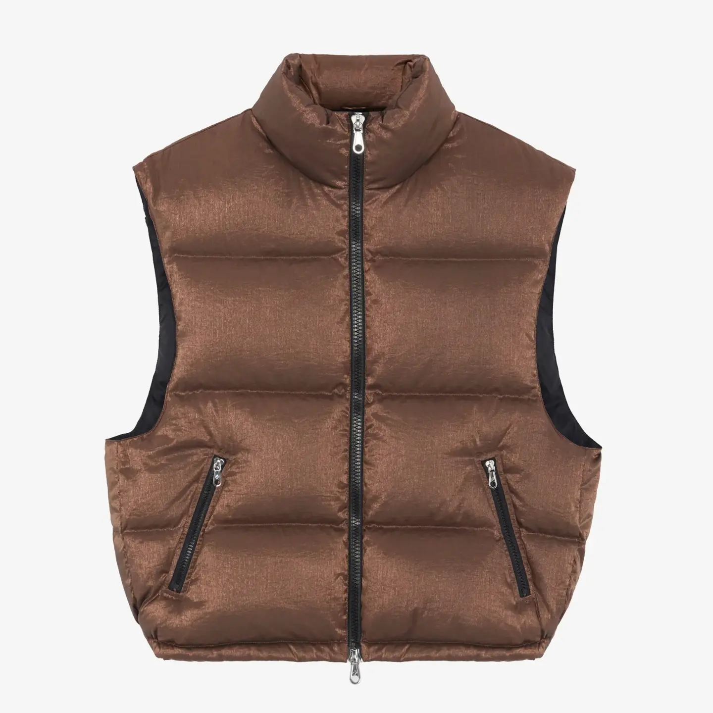 Glossy Zip-Up Vest Jacket