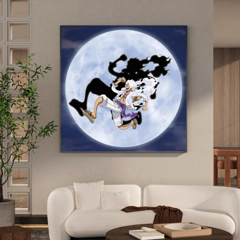 One piece NICKA five-gear Luffy hanging painting comic exhibition e-sports room living room bedroom decoration cartoon background wall painting