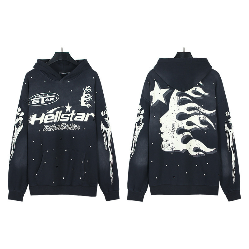 Foreign Trade Cross-Border Hellstar Trendy Brand High Street Ins Niche Retro Distressed Loose Men's and Women's Hooded Sweatshirts Autumn and Winter
