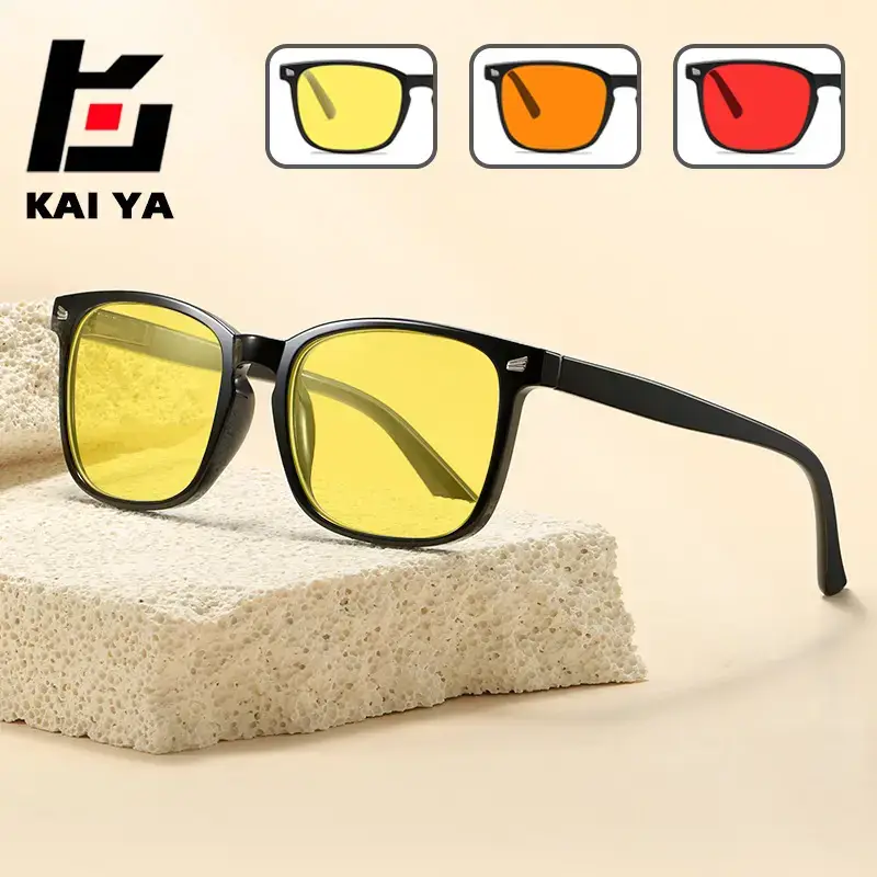 Cross-border retro night vision anti-blue light yellow men's and women's mobile phone flat lens computer competitive game eye protection glasses