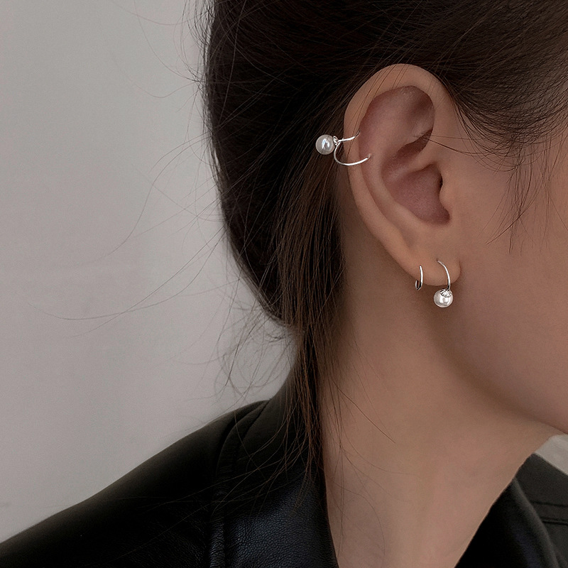 Simple Pearl Earrings Creative Spiral Design Distinctive Rotating Double Earrings Korean Style Daily All-match Earrings for Women