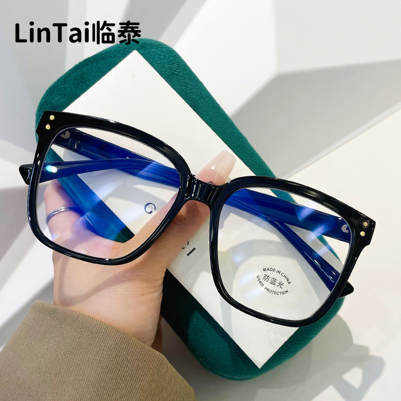 30082 New Fashion Tr Black Large Frame Glasses Frame Live Broadcast Room Popular No-Makeup Myopia Anti-Blue Light Glasses