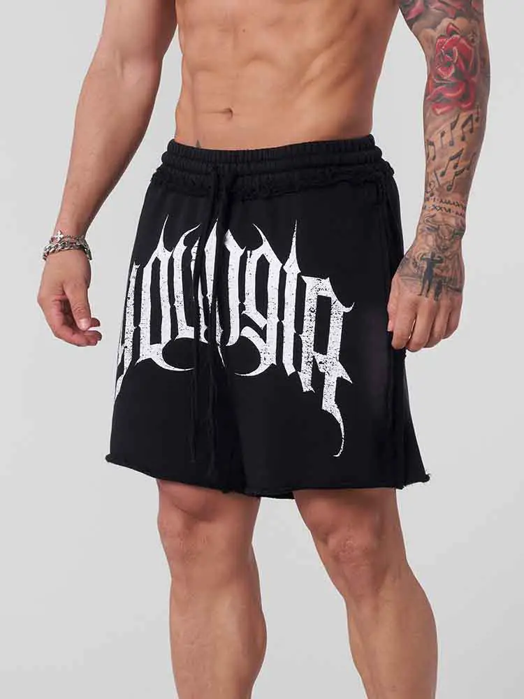 YOUNGLA summer terry cotton loose American burlap gym shorts large letter print casual five pants