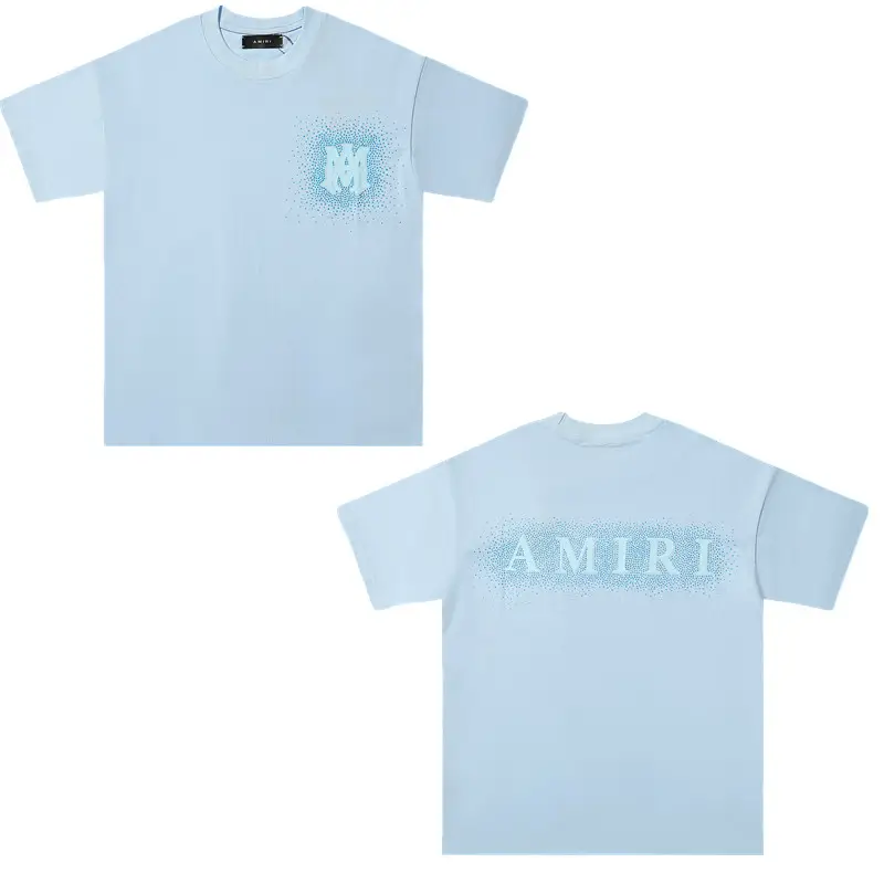 Cross-Border Wholesale Am1R1 Icon Correct Version Splash Ink Flow Paint Camouflage Starry Sky Graffiti Letters Short-Sleeved Couple T-Shirt