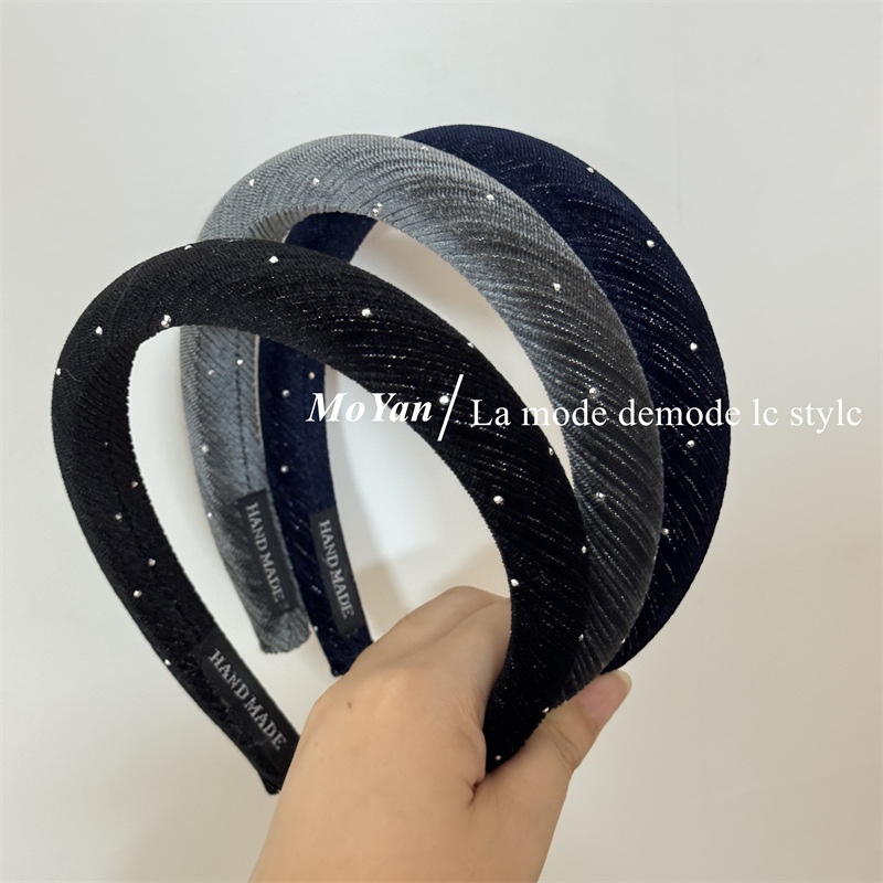Gradient Velvet Gipping Star High Cranial Top Sponge Hair Band Women's 2024 New Retro Niche Design Headband Autumn and Winter Hair Card