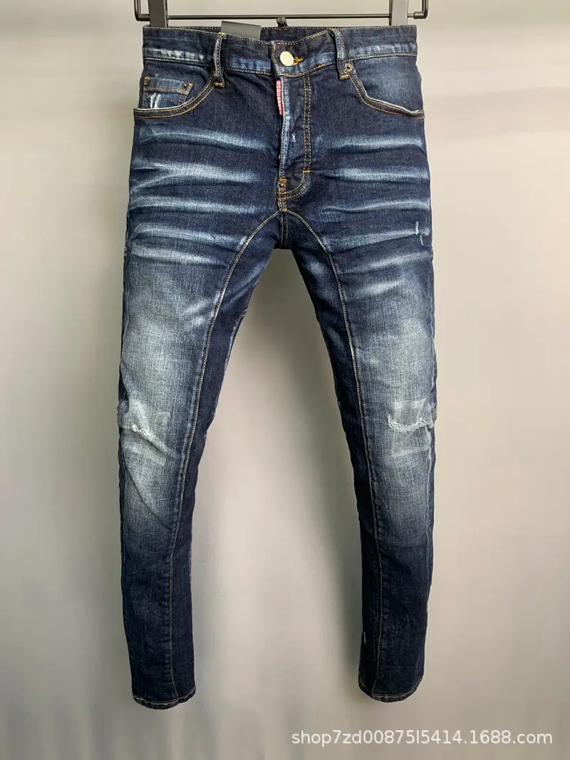 A509 splicing two-dimensional fashion brand jeans European and American cross-border Men's straight Denim trousers European station Denim