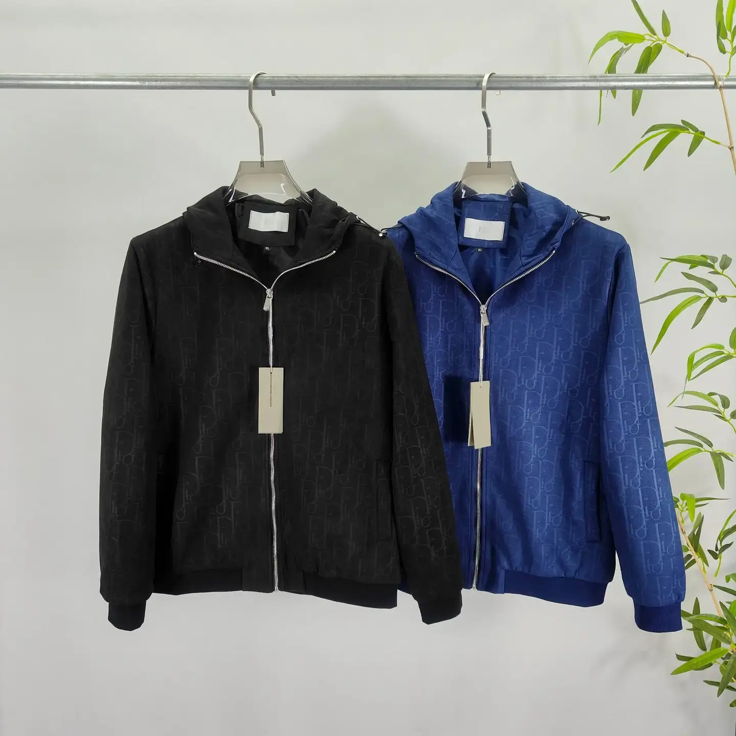 European Goods 2025 Autumn and Winter New Di Casual Letter Printed Hooded Jacket Men's and Women's Fashion Cardigan Jacket Cross-Border