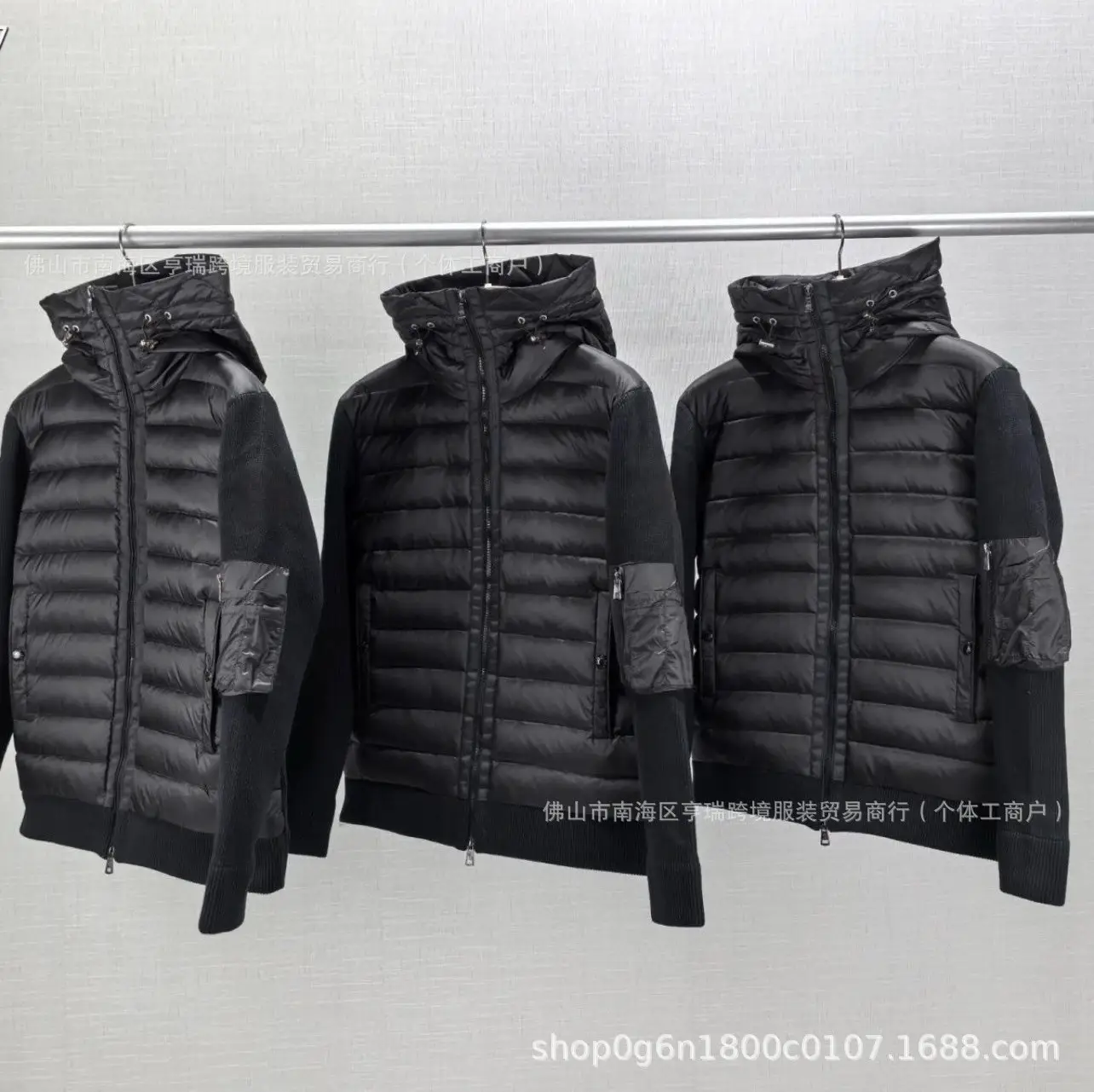 European New m Brand Knitted Splicing Casual down Jacket Men's White Duck down Warm Stylish Slim down Coat