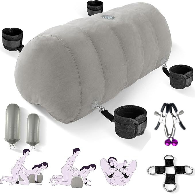 Inflatable Sex Pillow, Hand and Foot Cuffs, Sm Mood Breast Clamps, Couple Sex Toys, Adult Sex Toys