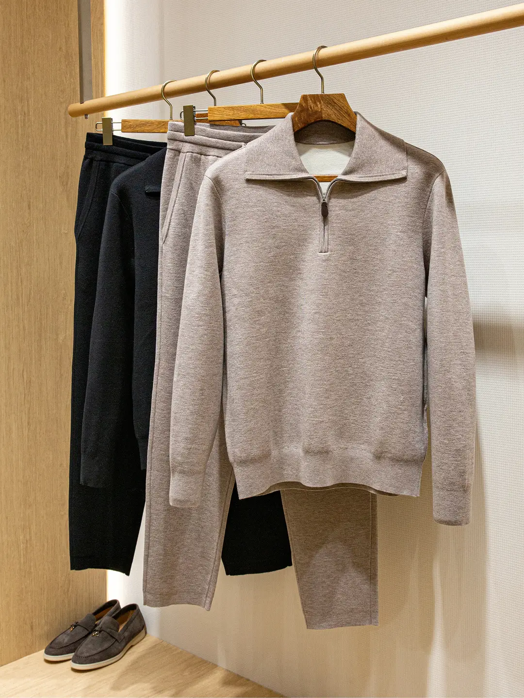 【23000 Lp Edition】Feriolo Men's Half-Zip Pullover Double-Sided Fabric Wool Blend Knitted Sweater