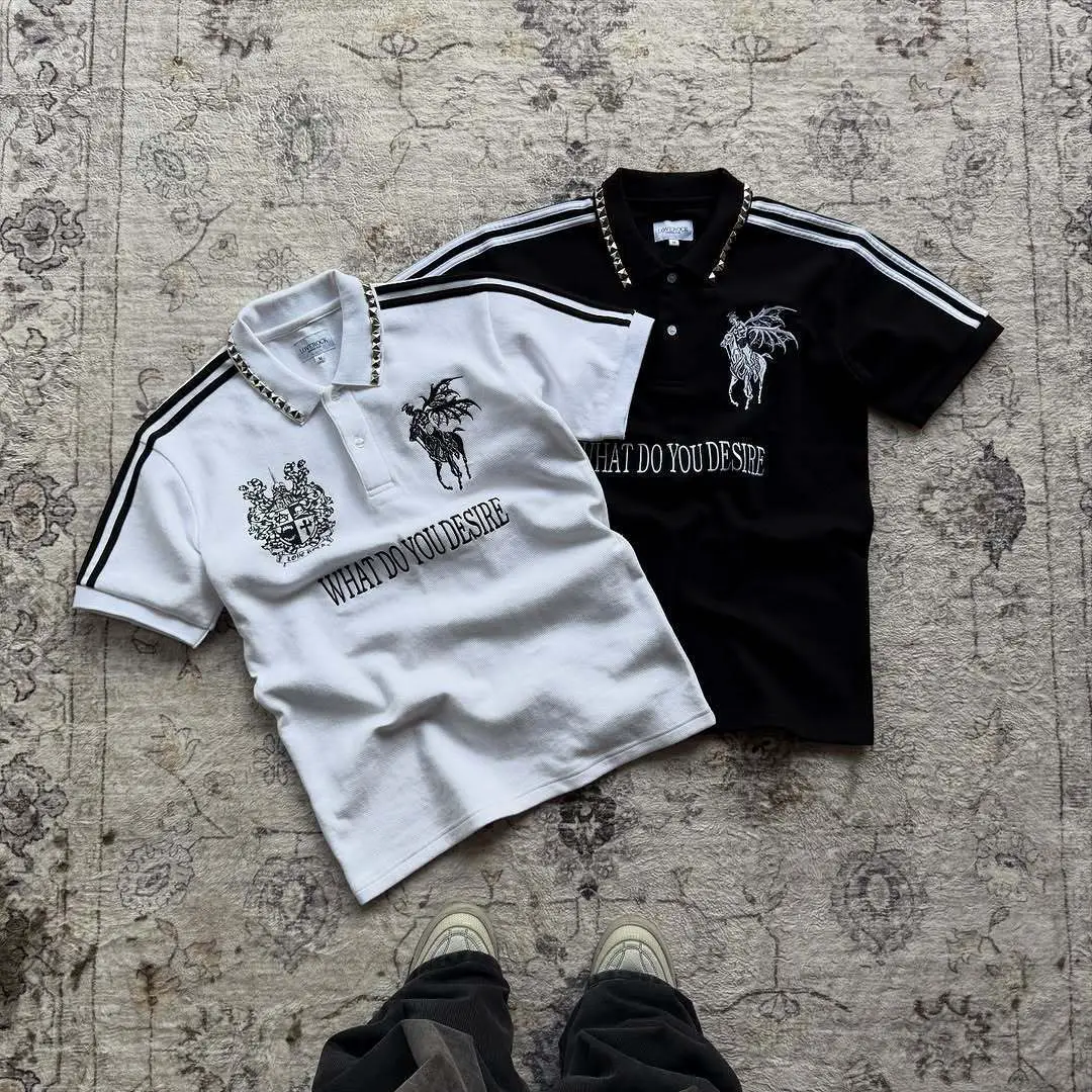 Foreign Trade Hot-Selling Summer Men's and Women's Polo Shirts Lapel Embroider Personalized Street Style Casual Loose T-Shirt Polo Short Sleeves