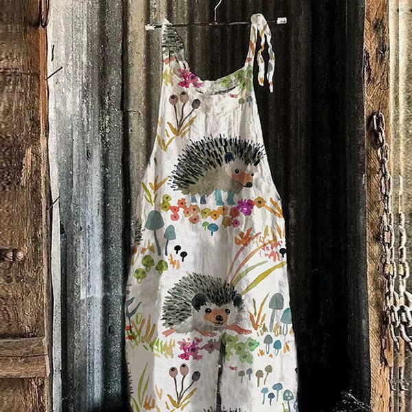 BD eaby Amazon new cotton and linen suspenders printed suspenders casual jumpsuit beach pants summer women's clothing