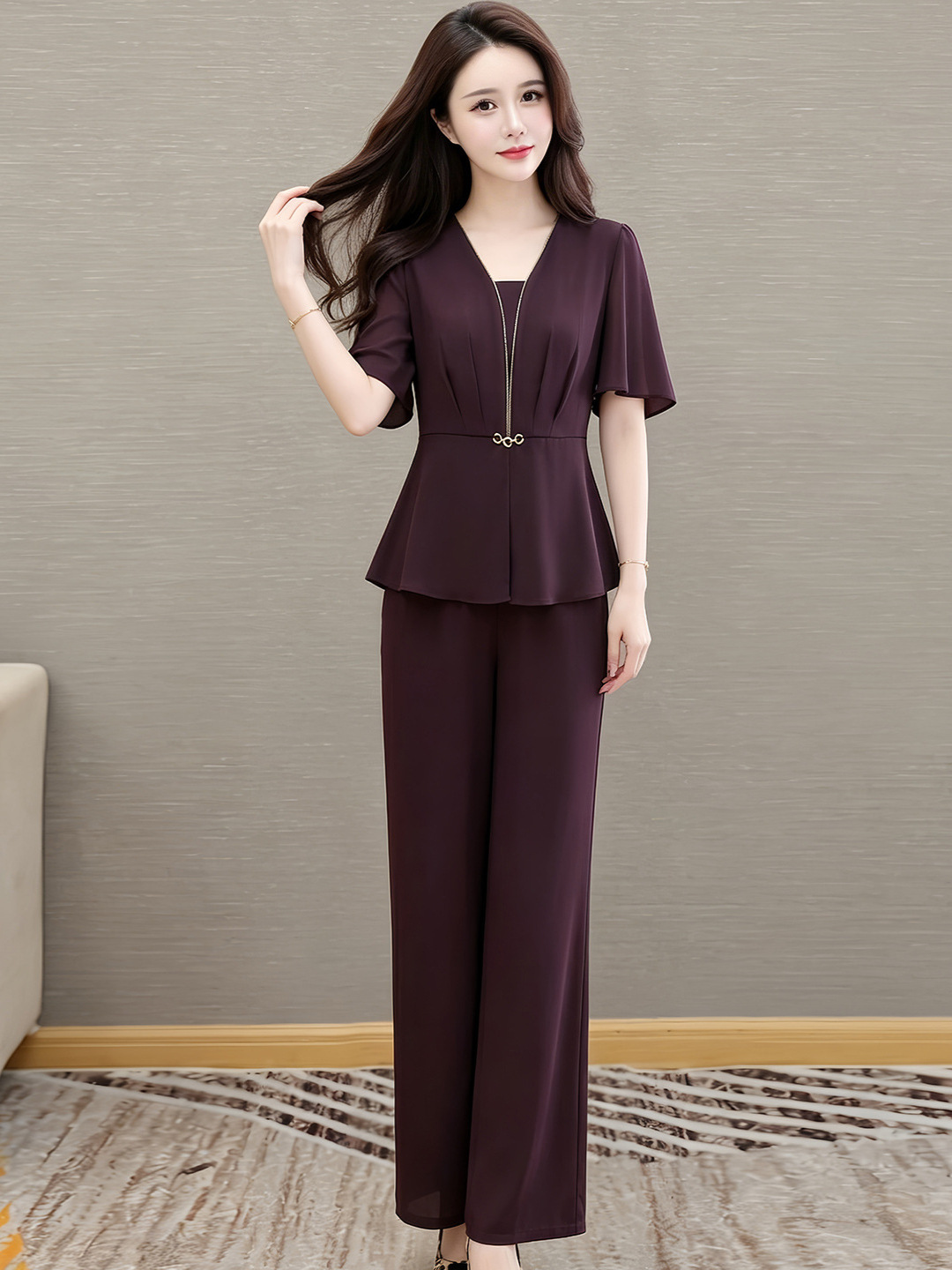 Trendy Plus-Size Fashion Suit for Women, 2026 Summer New Korean Style, Slim Fit, Elegant and Classy Two-Piece Set