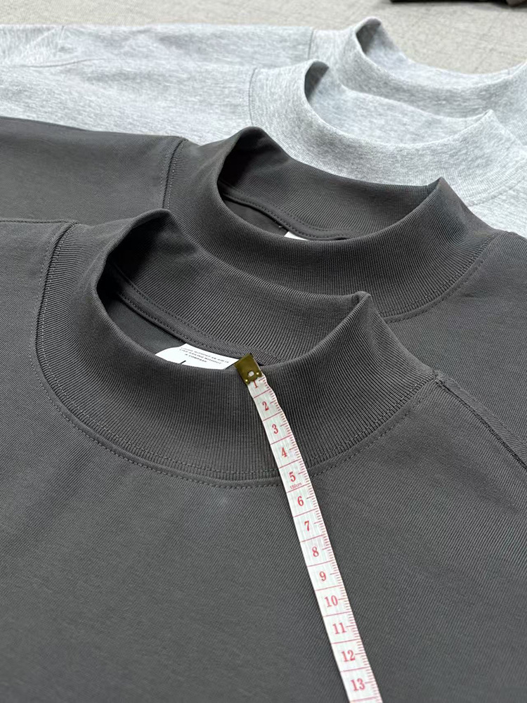 Ba-Style Heavy-Duty Small-Neckline High-Neck Short-Sleeve T-Shirt for Men, Loose Fit, Casual Couple Style, Versatile Top
