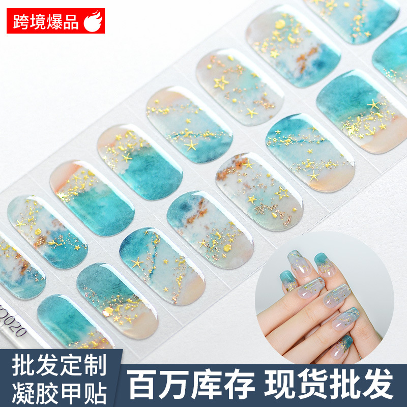 Xiantai Uv Gel Manicure Patch Semi-Baked Phototherapy Manicure Patch Waterproof 16 Finger Semi-Cured Nail Full Patch Wholesale