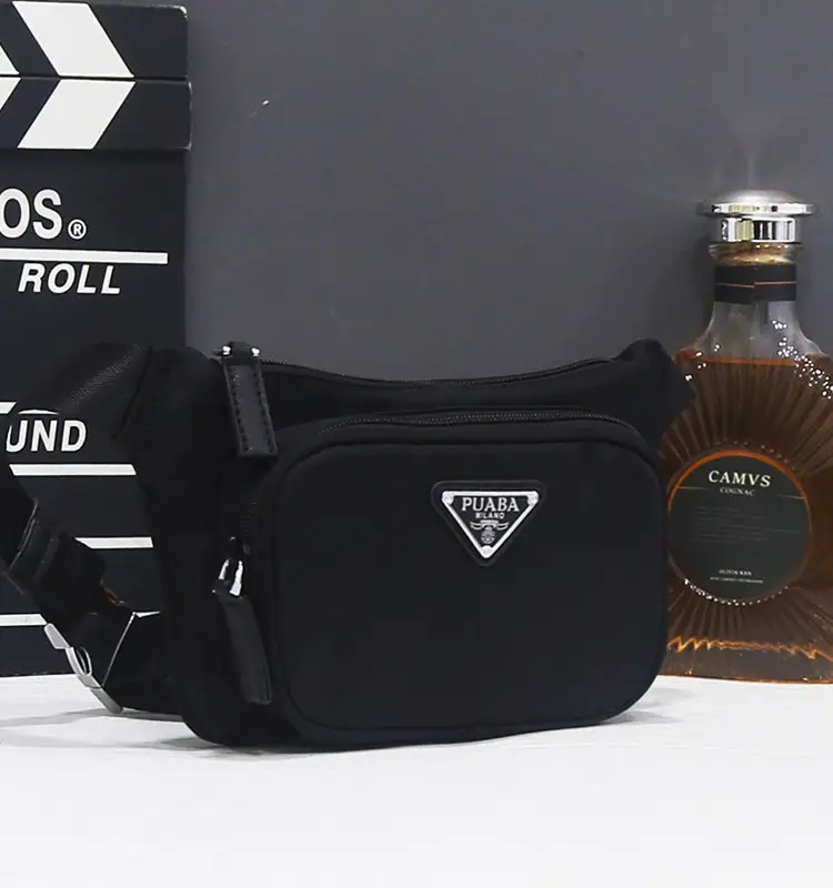 2025 European and American New Style Men's Oxford Cloth Small Chest Bag Waterproof Nylon Waist Bag Men's Solid Color Casual Backpack