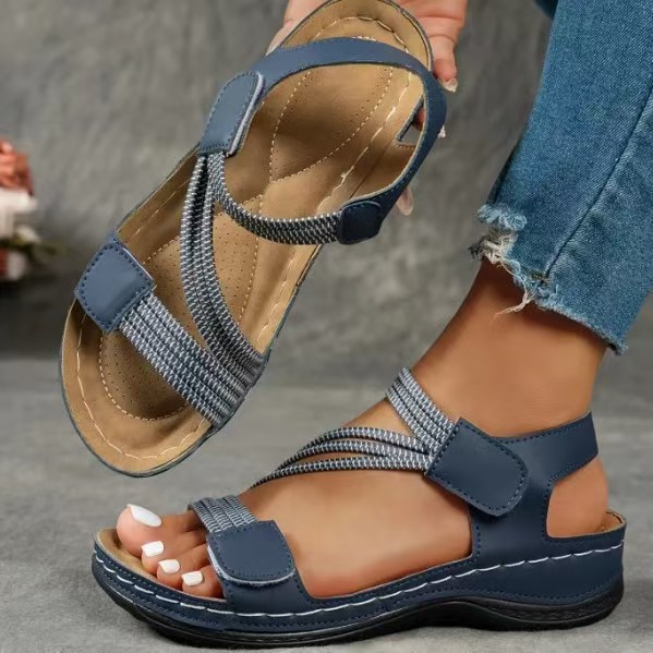 2025 New Foreign Trade Model Thick-Soled Velcro Open-Toe Sandals for Women, Cross-Border Sports Style Lightweight Large-Size Beach Sandals