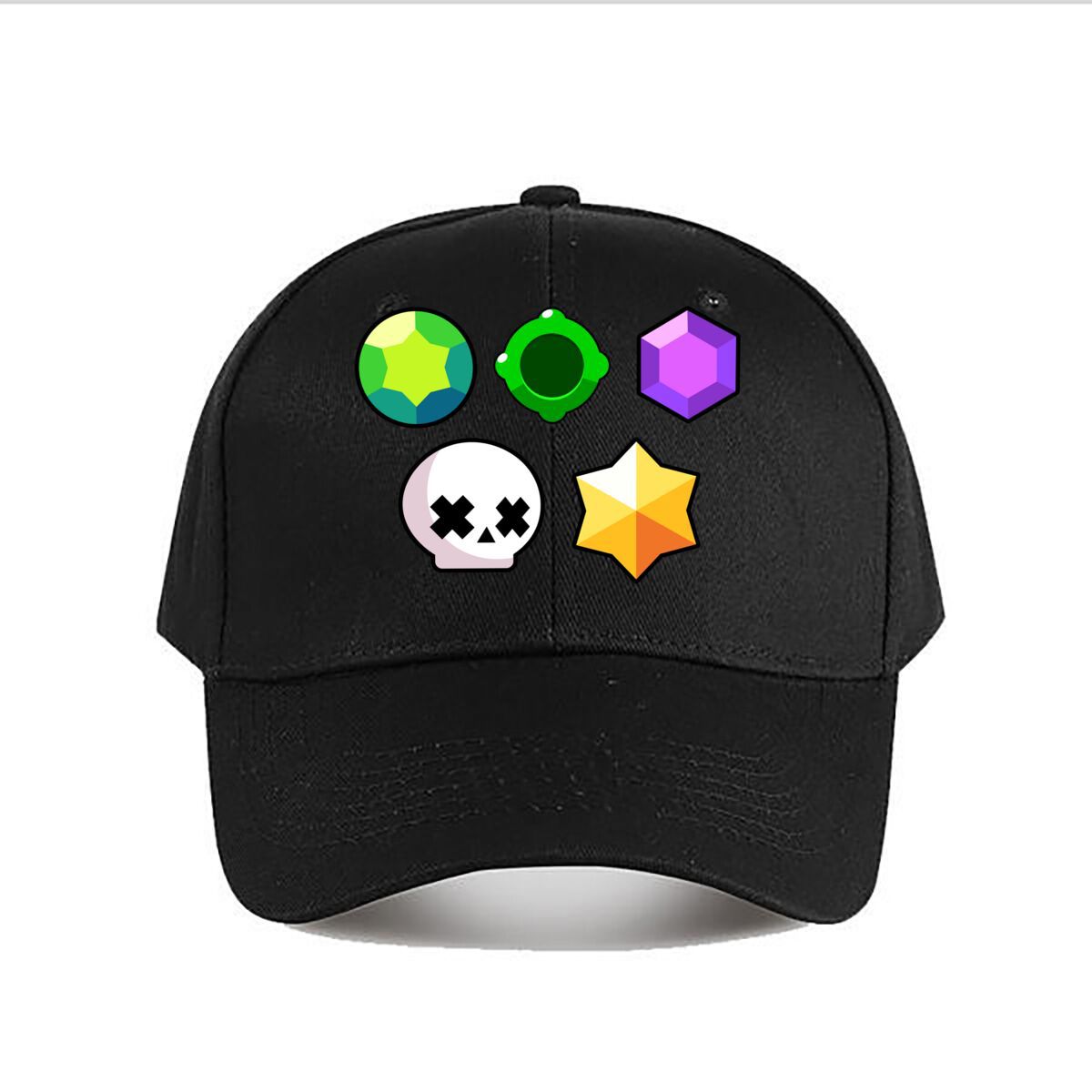 Brawl Stars Gems Skull Black Adjustable Gamer Cap