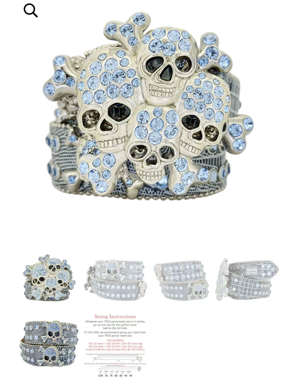 Punk Belt, European and American Style Skeleton Pile Water Diamond Punk Spicy Girl Style Fashion Belt, Men's and Women's Belt