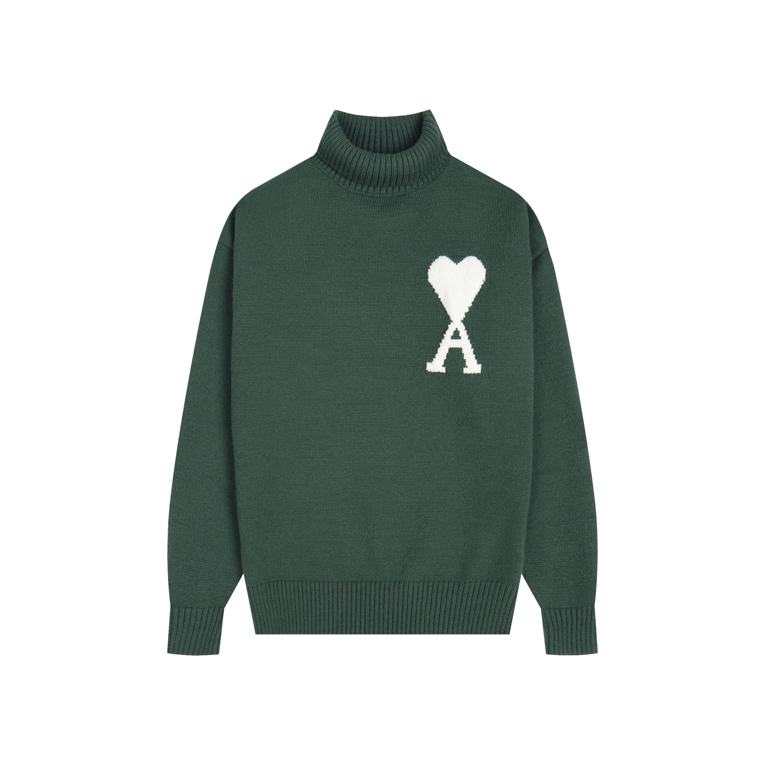 High Collar Love Embroidered Hoodie Sweater Knitted Sweater