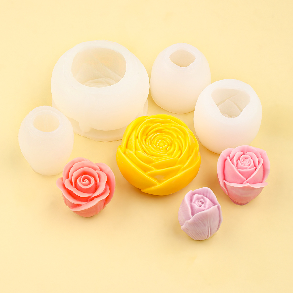 Flower Scented Candle Tulip Rose Mold DIY Handmade Soap Bud Rose Diffuser Plaster Chocolate Mold