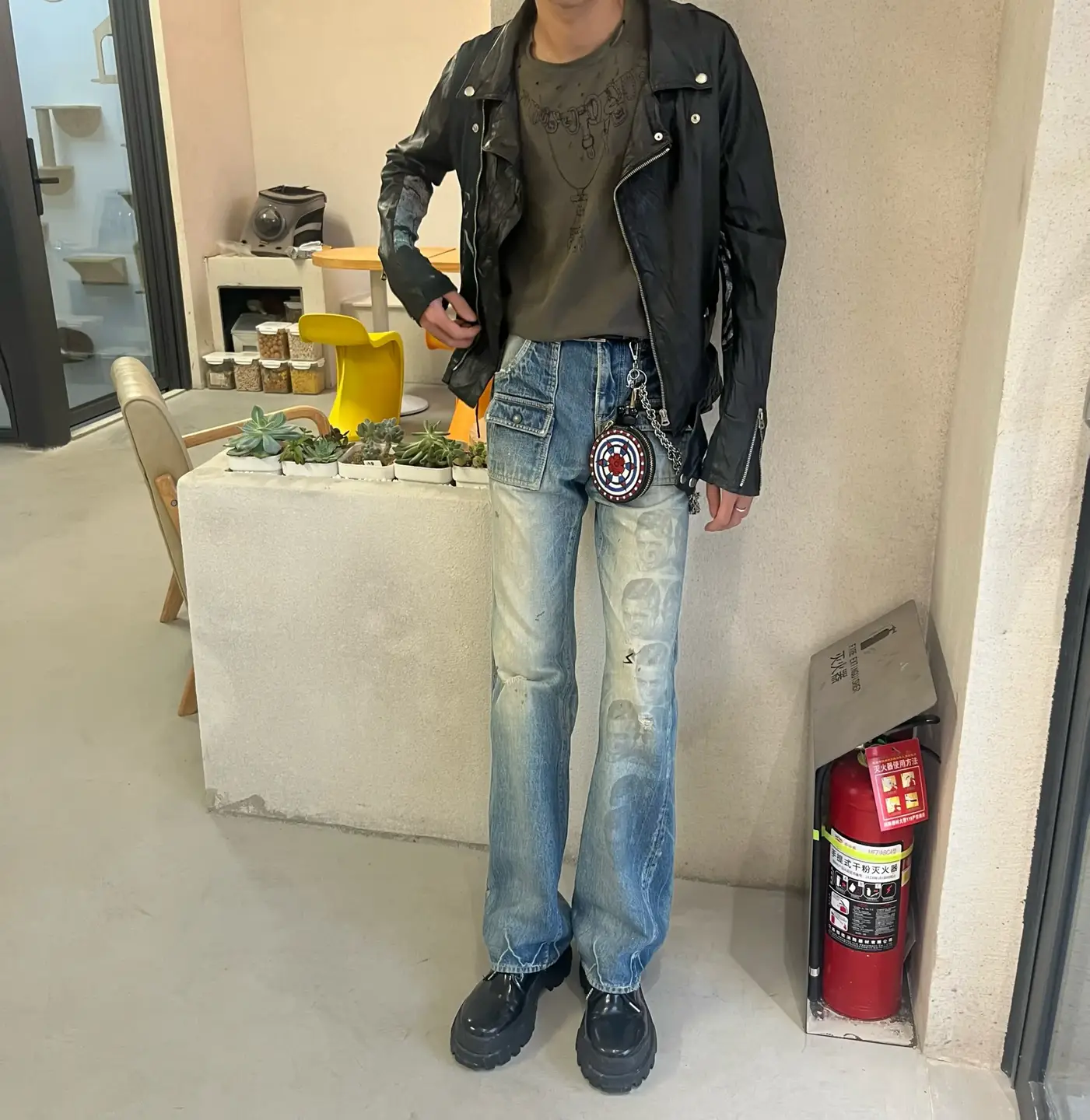 Green Studio Undercover06Ss Archiv Cowhide t Period Patchwork Pleated Leather Jacket jacket