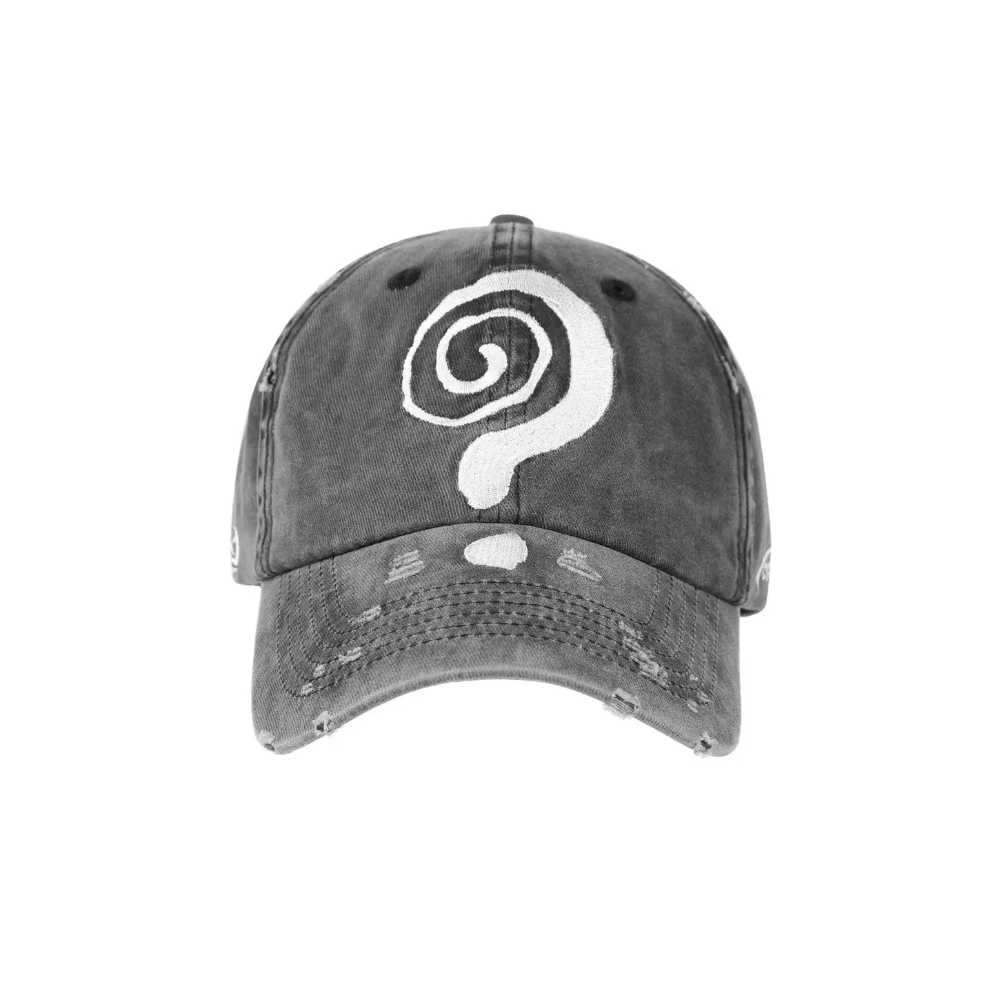 Cgyyds 3Rd Anniversary Benefits: Distressed Baseball Cap with Curved Brim and Question Mark Embroidery, Makes the Face Look Smaller