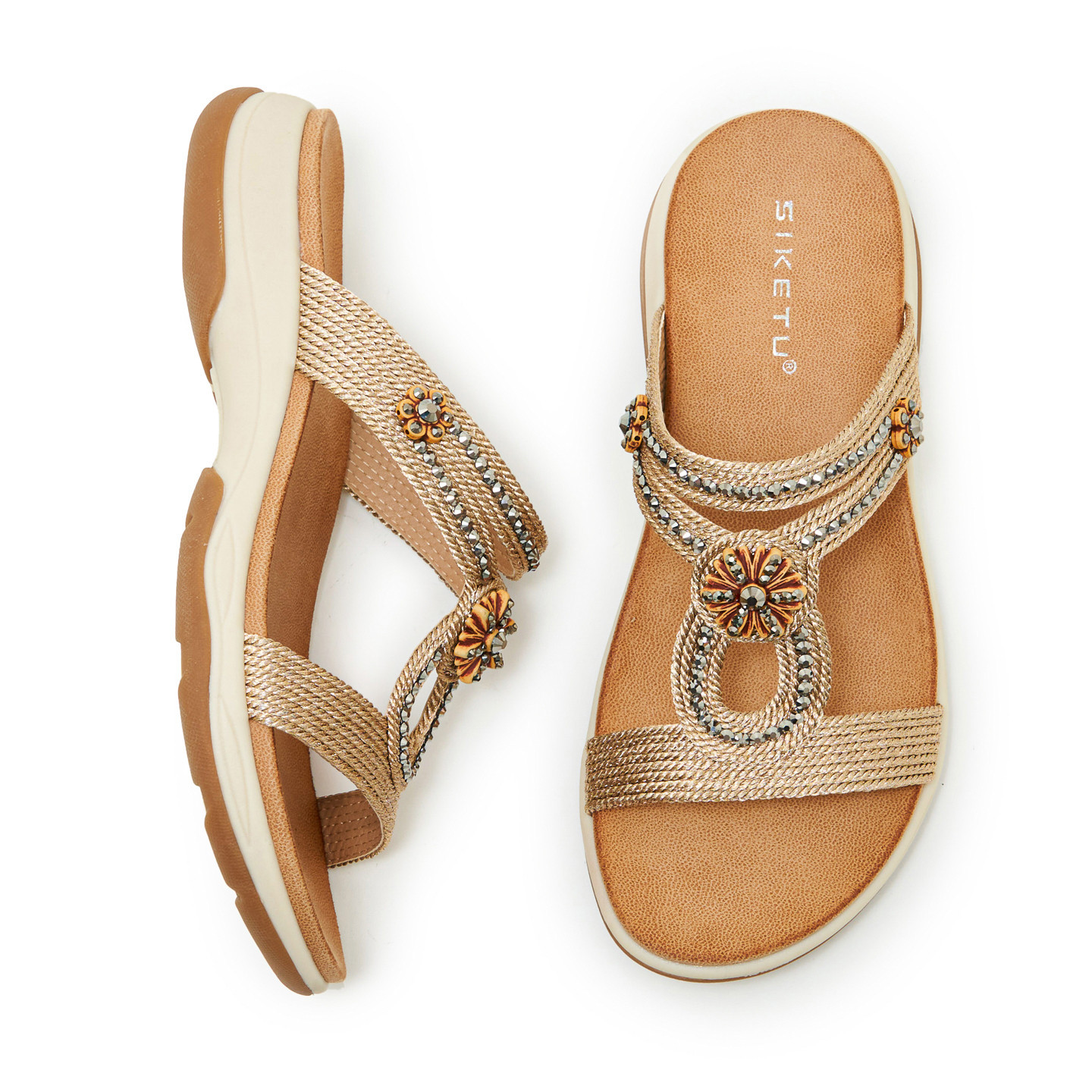 U899-2 Amazon 2026 New Summer Style Large Size Sandals, Bohemian Embroidered Wedge Casual Slippers