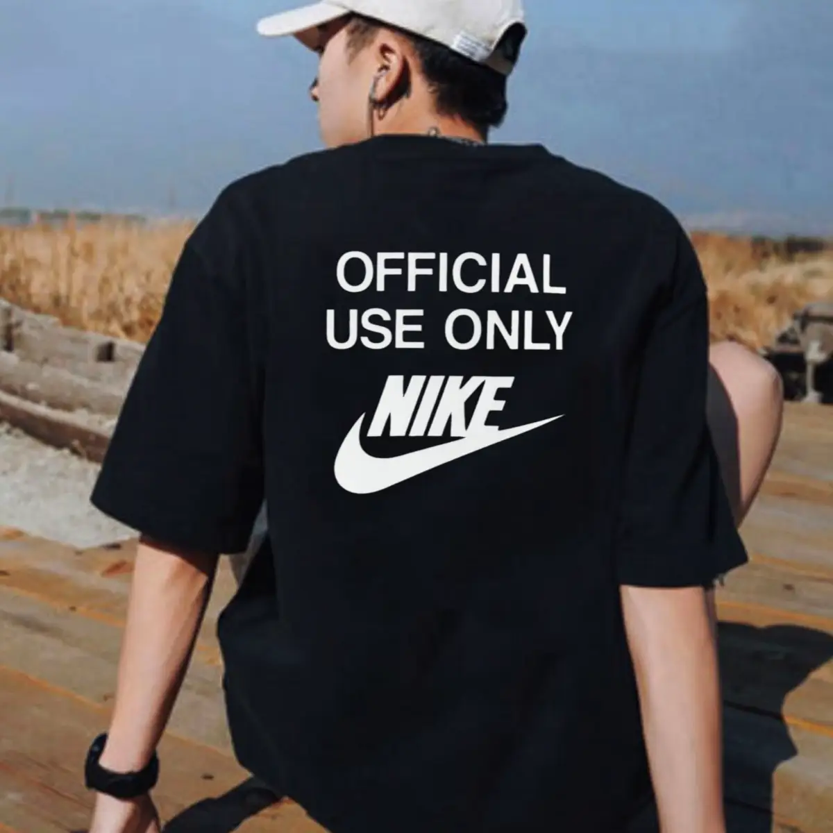 Nike Nike Big Logo Printed Short-Sleeved Men's Pure Cotton Sports T-Shirt 2025 Summer New Casual Round Neck Top